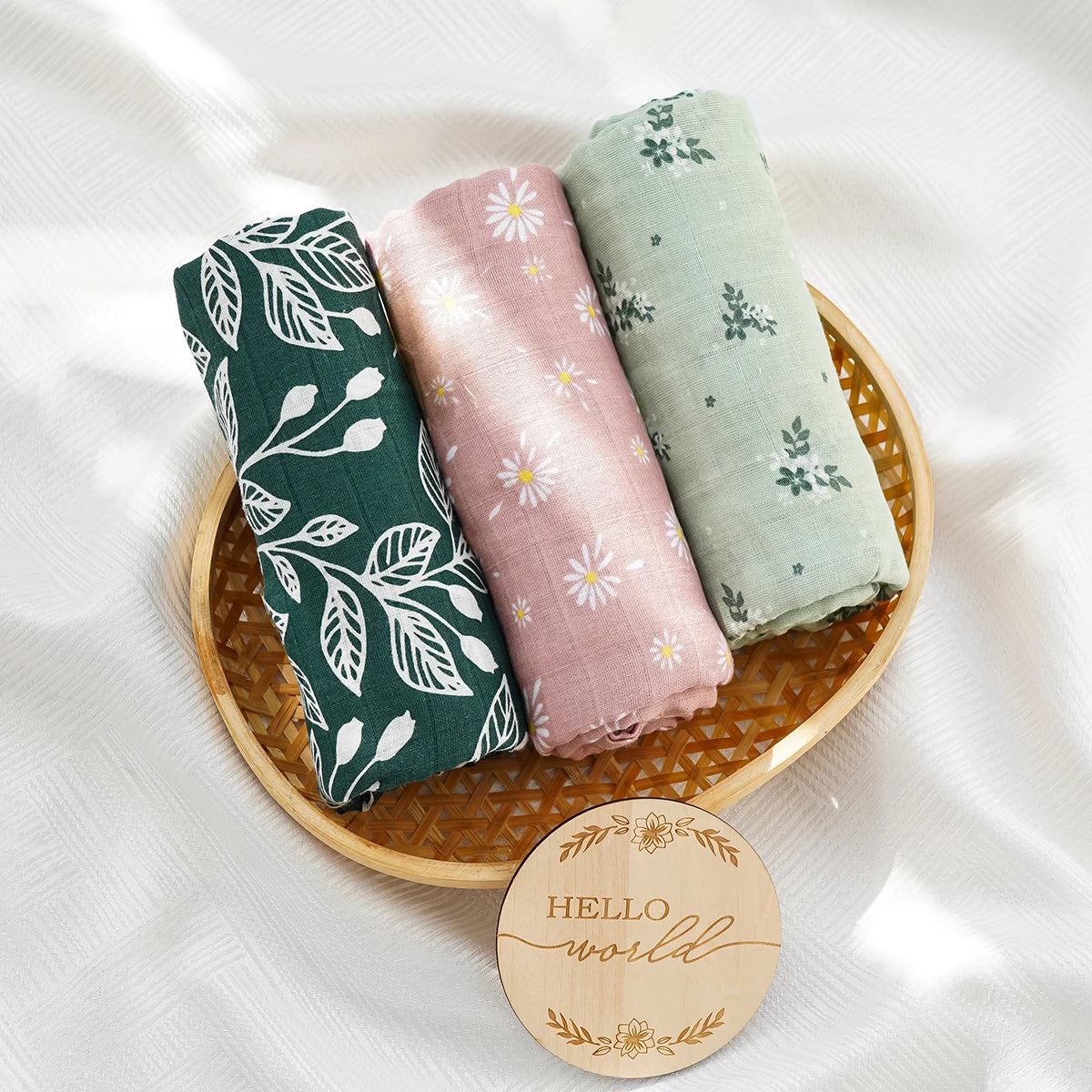 3-Pcs Cotton Swaddle Blanket Set