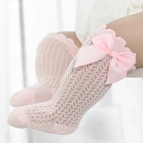 Baby Girl Bow Mesh Knee-High Socks