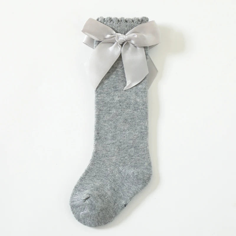 Bow Knee-High Cotton Socks