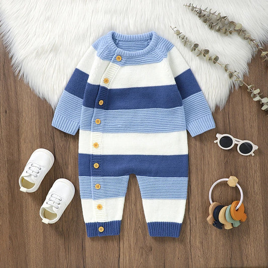 Winter Striped Baby Romper