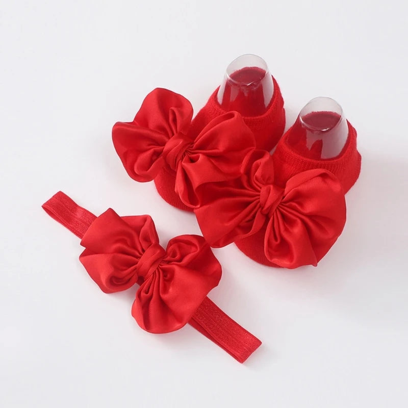Baby Girl Bow Headband & Socks Set