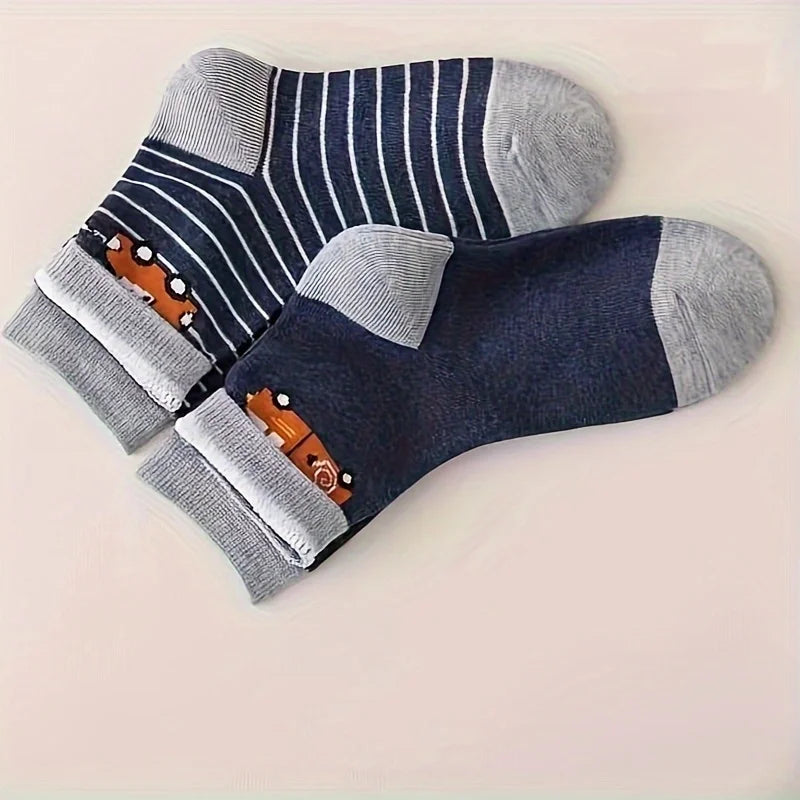 5 Pairs Mid-Tube Striped Socks