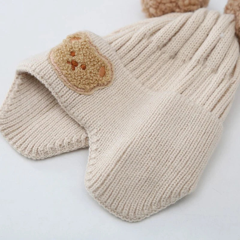 Knitted Bear Hat with Earflaps