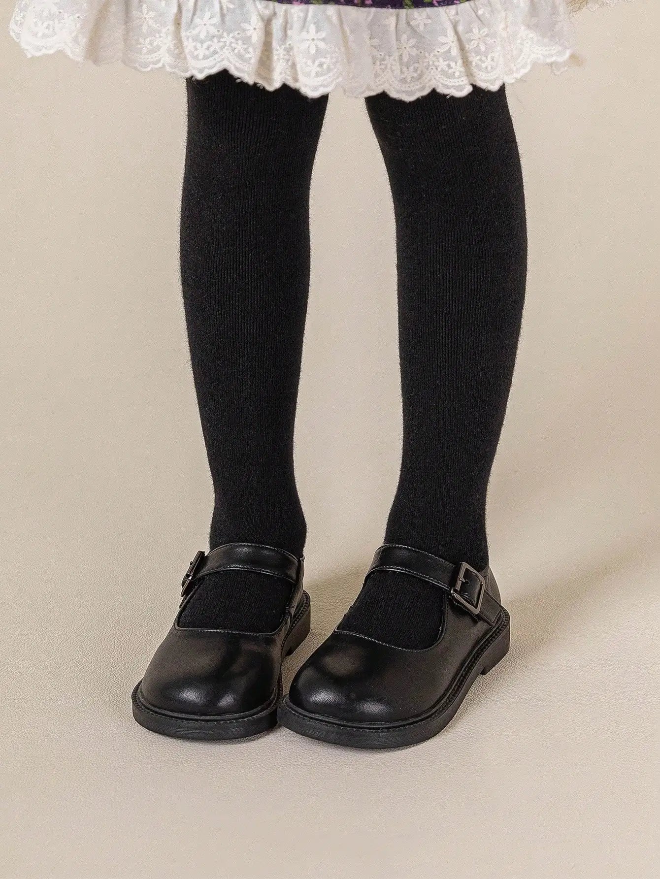 Girls’ Solid Color Tights – 4 Pcs
