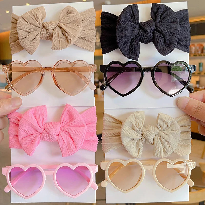 Bow Hairband & Heart Sunglasses Set