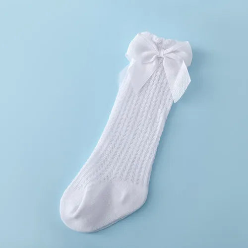 Bow Mesh Knee-High Socks