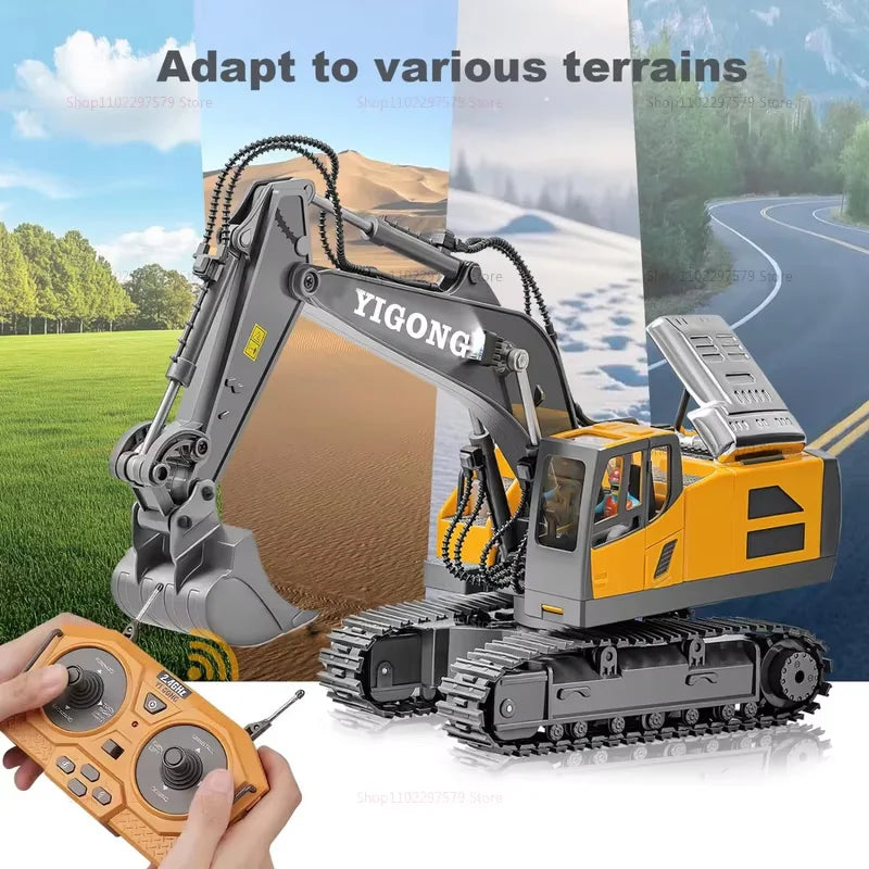 Kids Remote Control Excavator Toy – RC Construction Digger Truck with Lights & Sounds