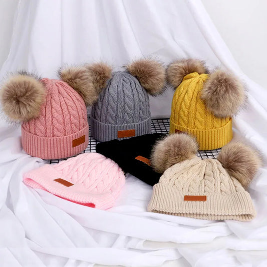 Double Wool Pompom Beanie