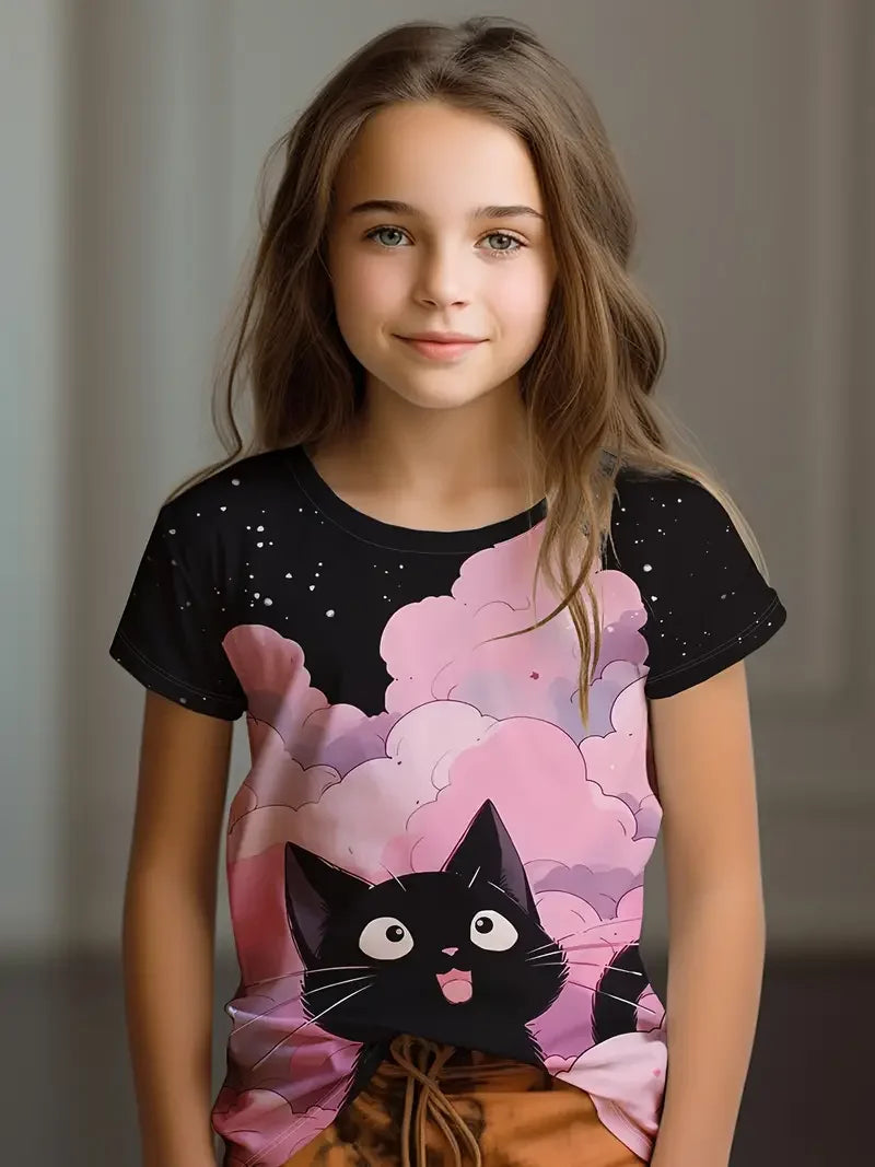 Girls' Cartoon Print T-Shirt
