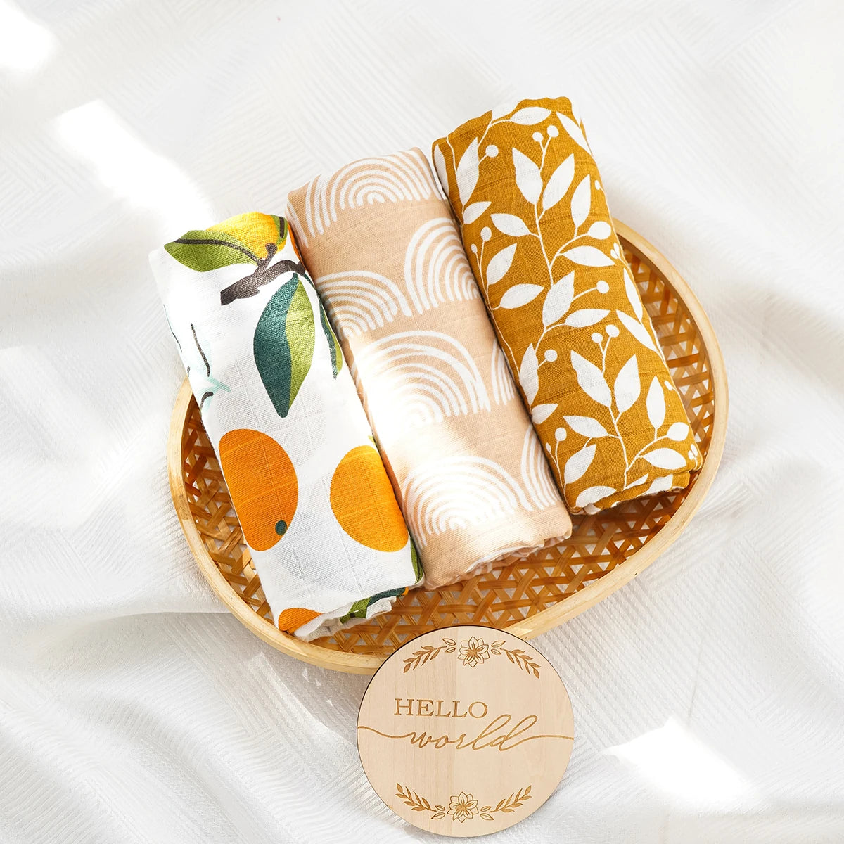 3-Pcs Cotton Swaddle Blanket Set