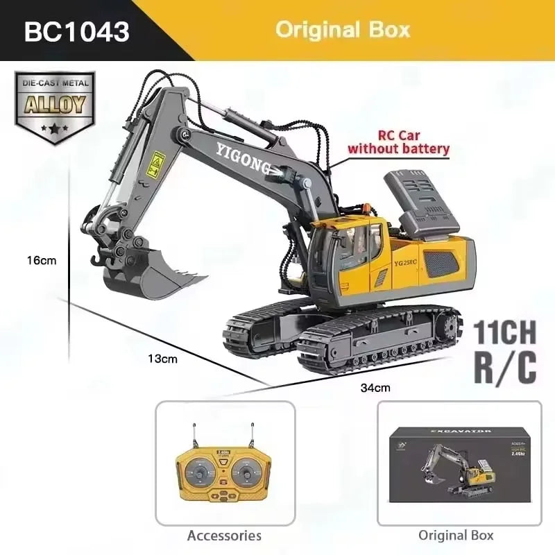 Kids Remote Control Excavator Toy – RC Construction Digger Truck with Lights & Sounds
