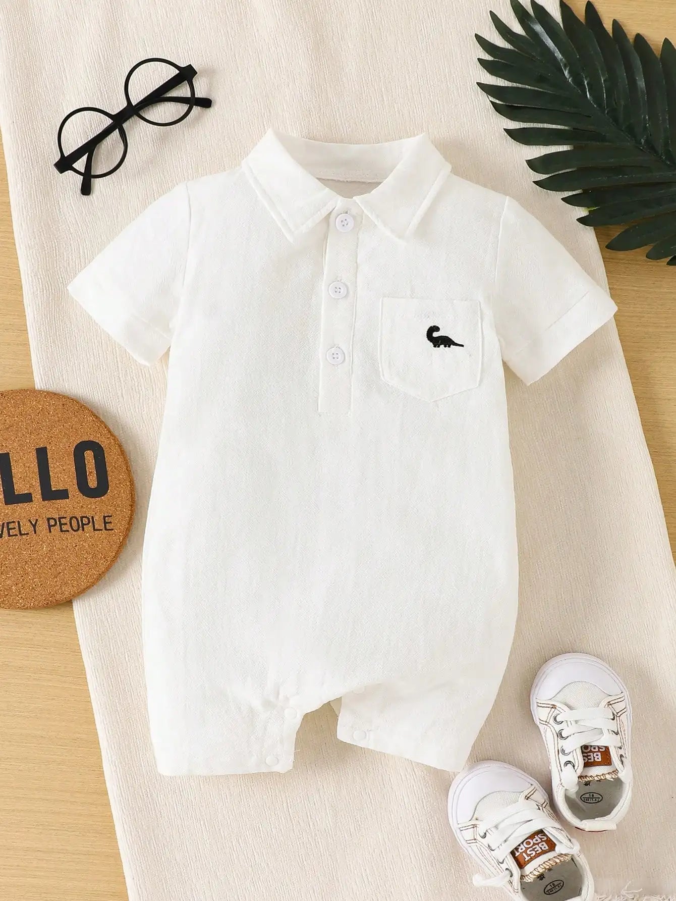 Dino Embroidered Baby Romper