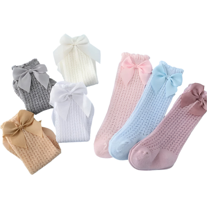 Baby Girl Bow Mesh Knee-High Socks