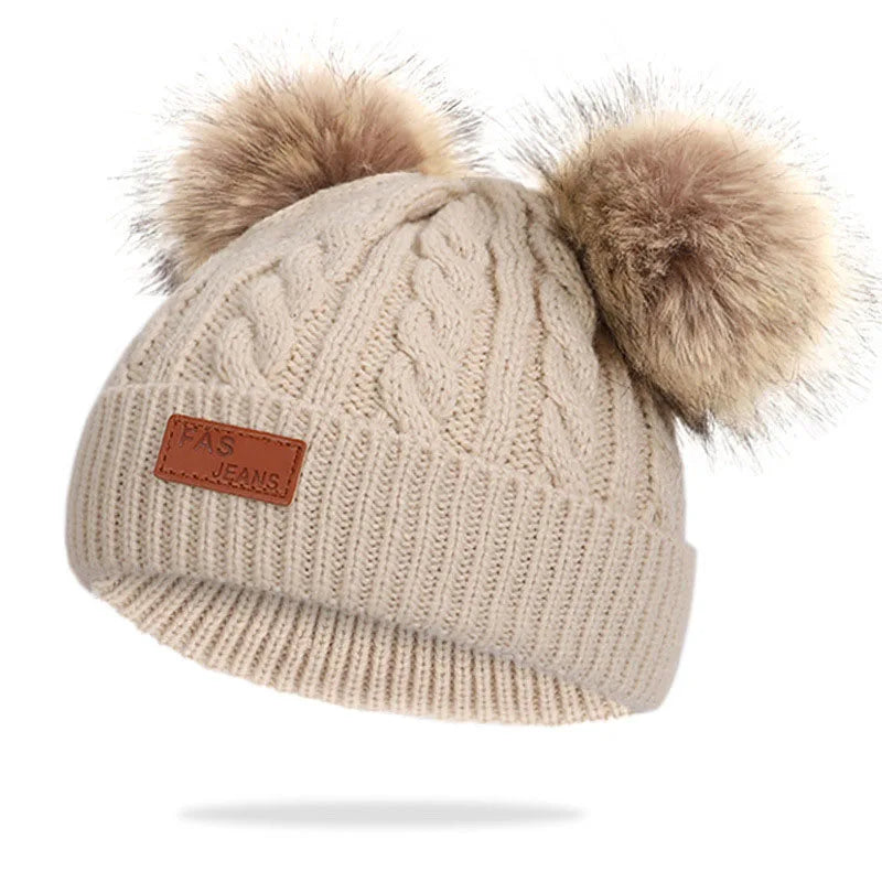Double Wool Pompom Beanie