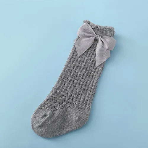 Bow Mesh Knee-High Socks
