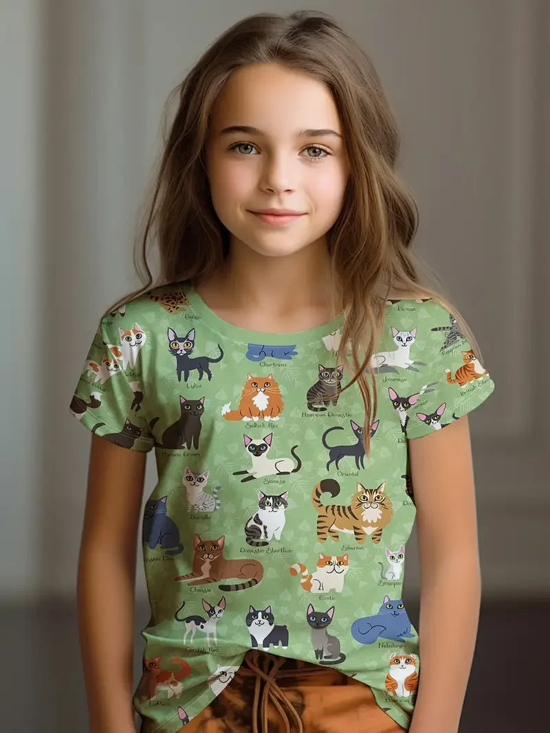 Girls' Cartoon Print T-Shirt