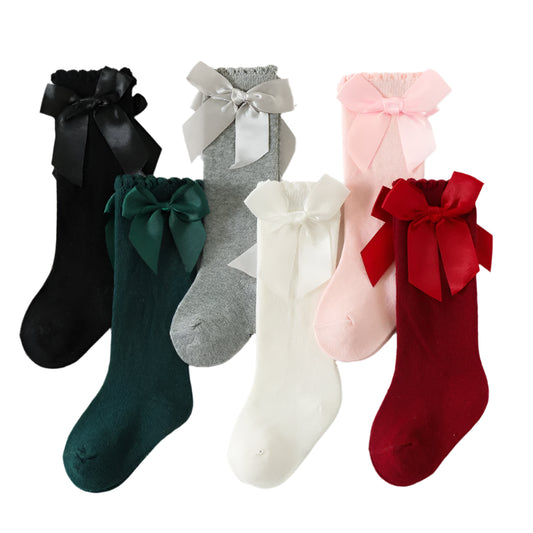 Bow Knee-High Cotton Socks