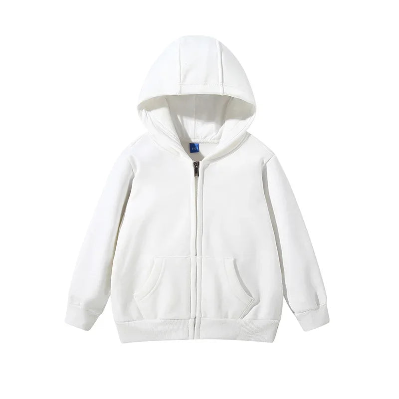 Solid Color Zip-Up Hoodie