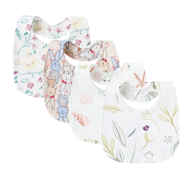Cotton Baby Bibs - 4Pcs