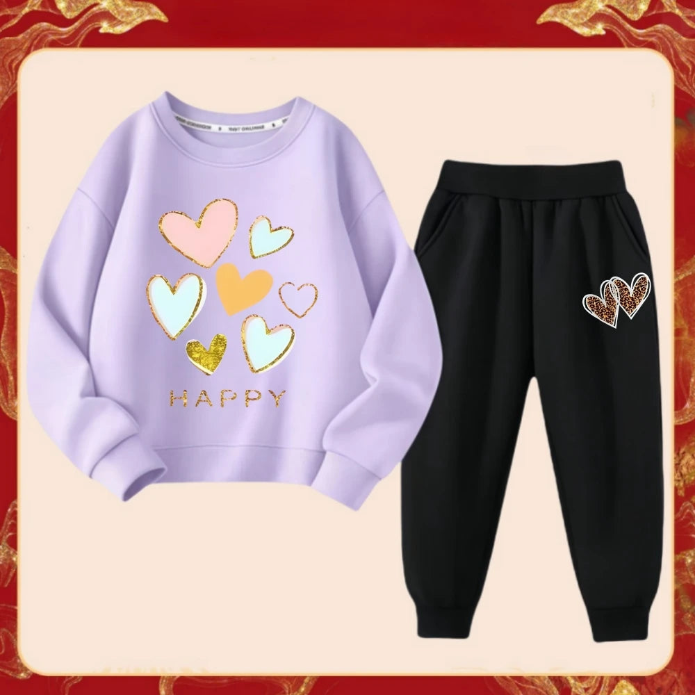 Girls' Heart Print Outfit