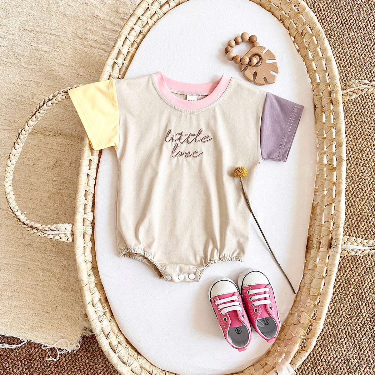 Romper with Embroidered Letters