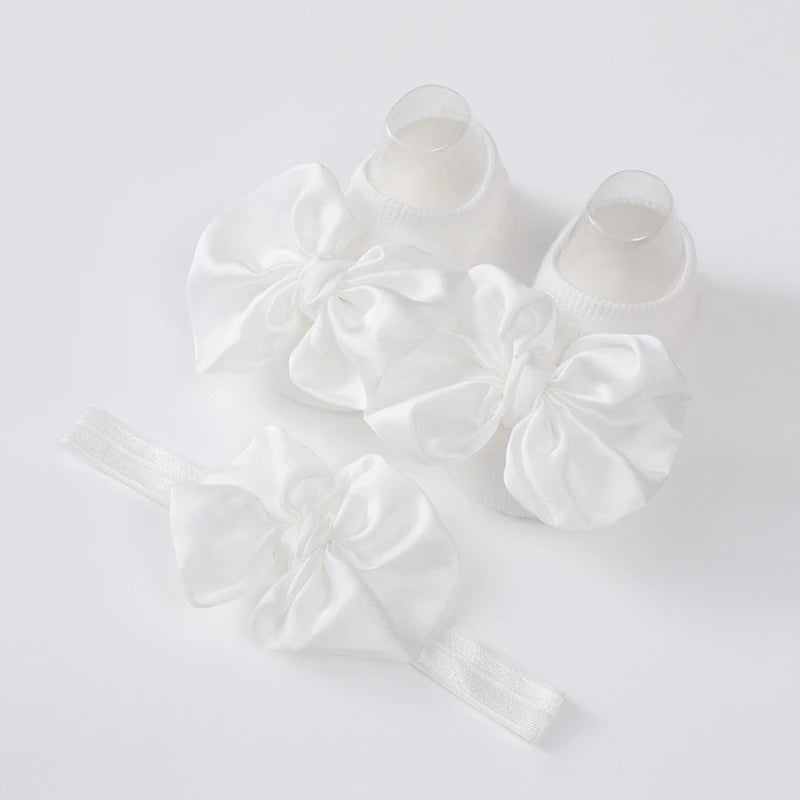 Baby Girl Bow Headband & Socks Set