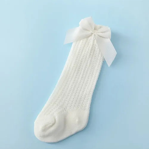 Bow Mesh Knee-High Socks