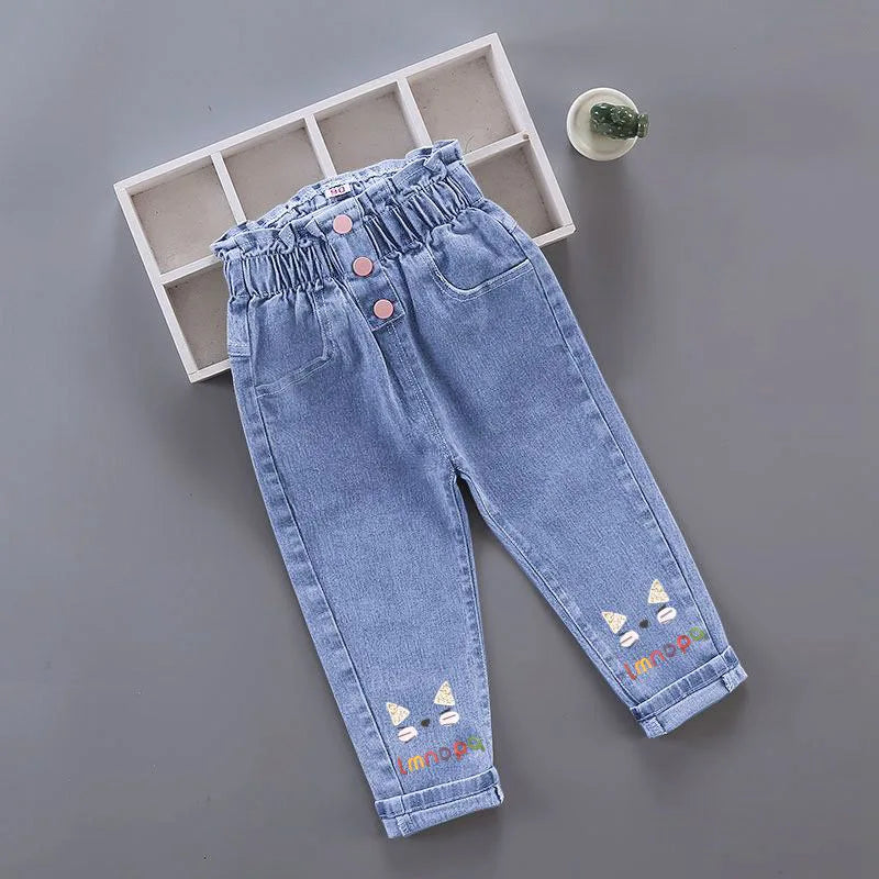 Girls' Graffiti Print Denim Pants