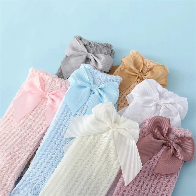 Baby Girl Bow Mesh Knee-High Socks