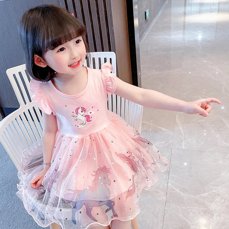 Girls Summer Unicorn Dress