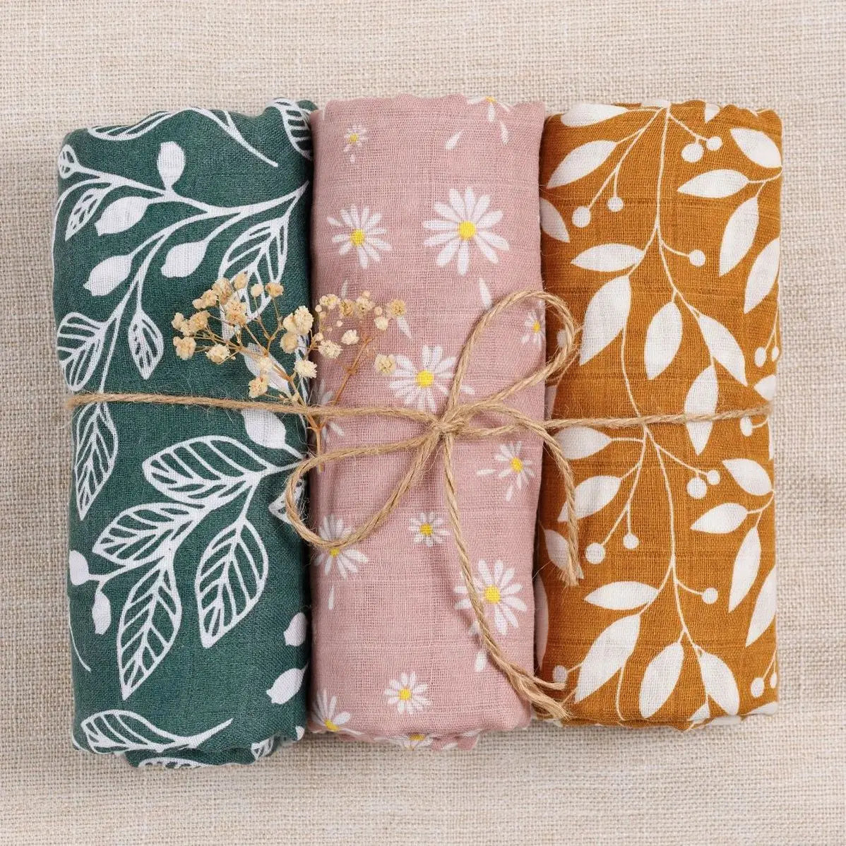 3-Pcs Cotton Swaddle Blanket Set