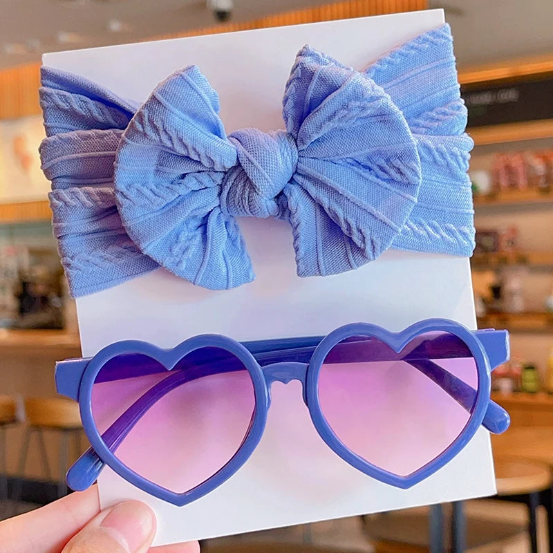 Bow Hairband & Heart Sunglasses Set