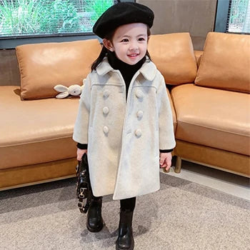 Girls’ Double-Breasted Wool Coat