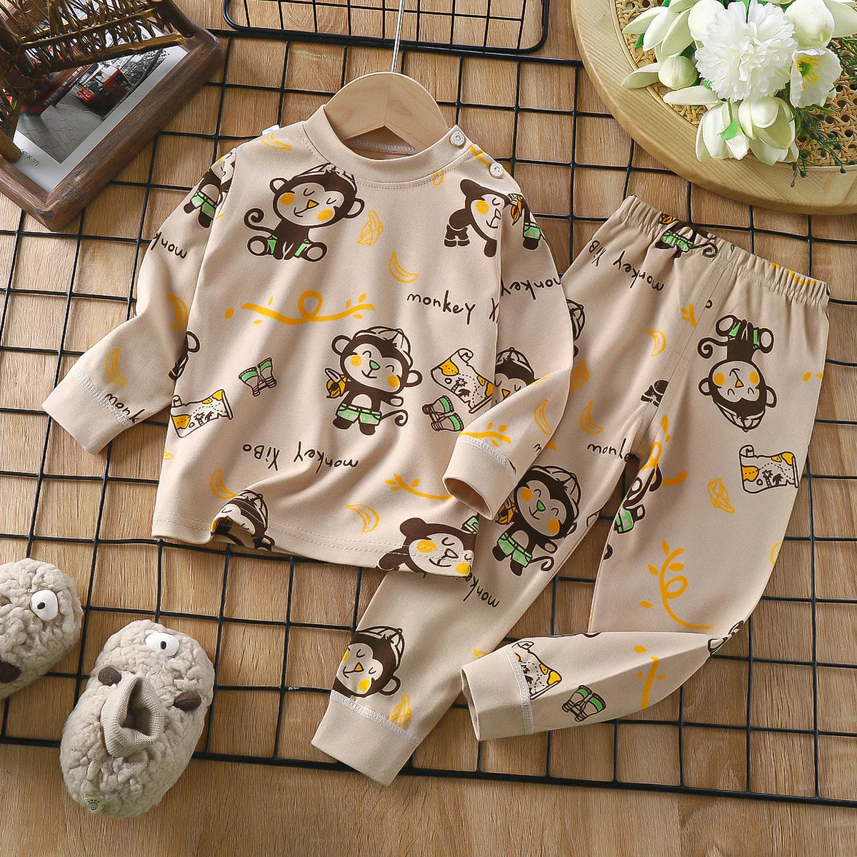 Monkey Print Pajama Set