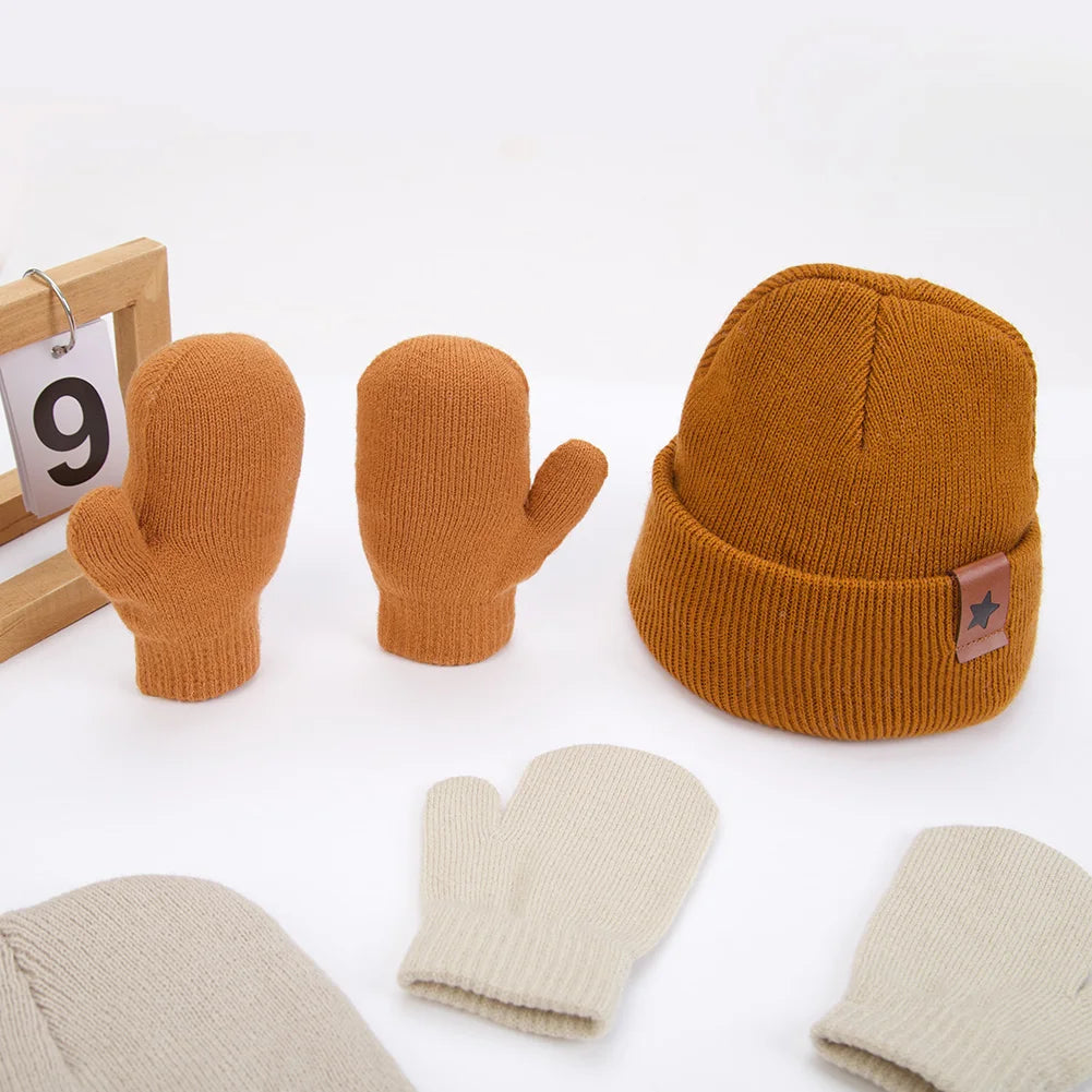 Winter Knitted Hat & Glove Set