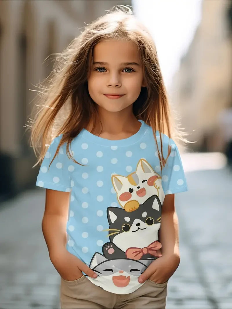 Girls' Cartoon Print T-Shirt