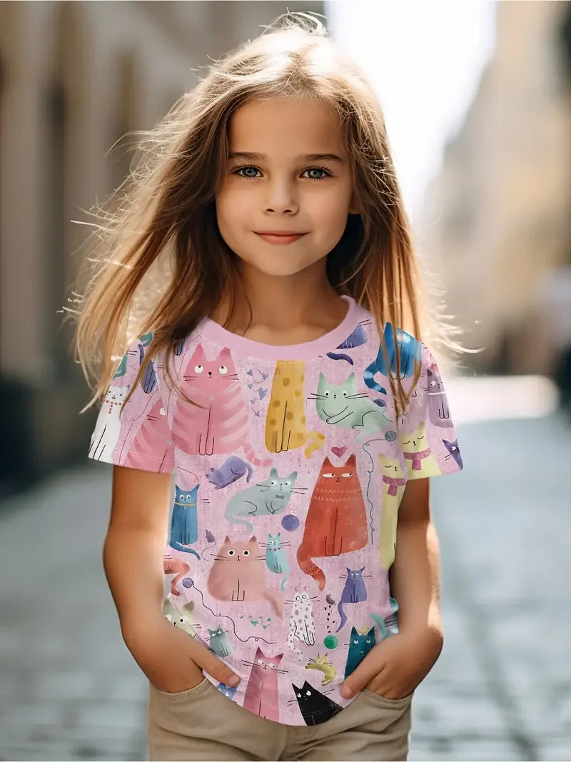 Girls' Cartoon Print T-Shirt