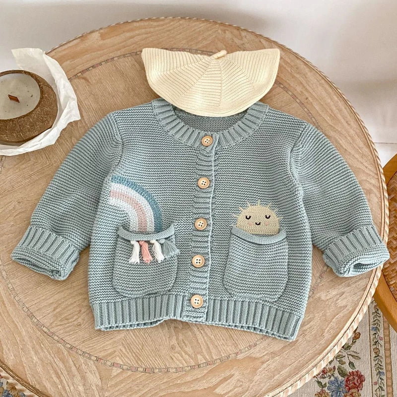 Rainbow Embroidered Baby Sweater