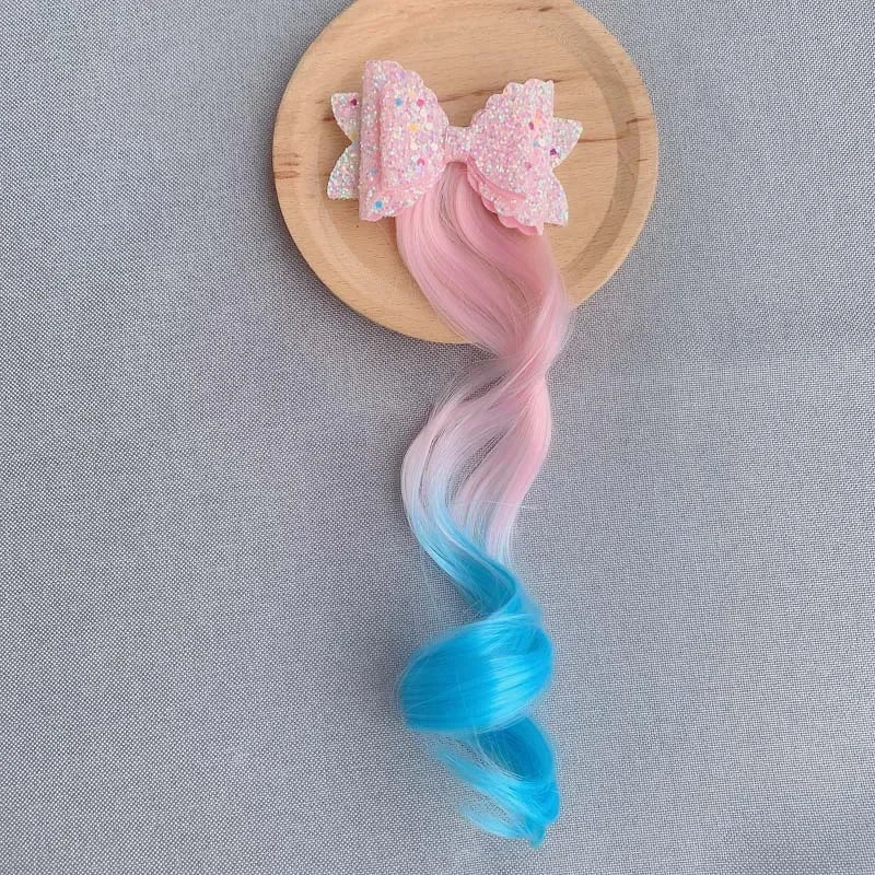 Girls' Colorful Clips with Wig