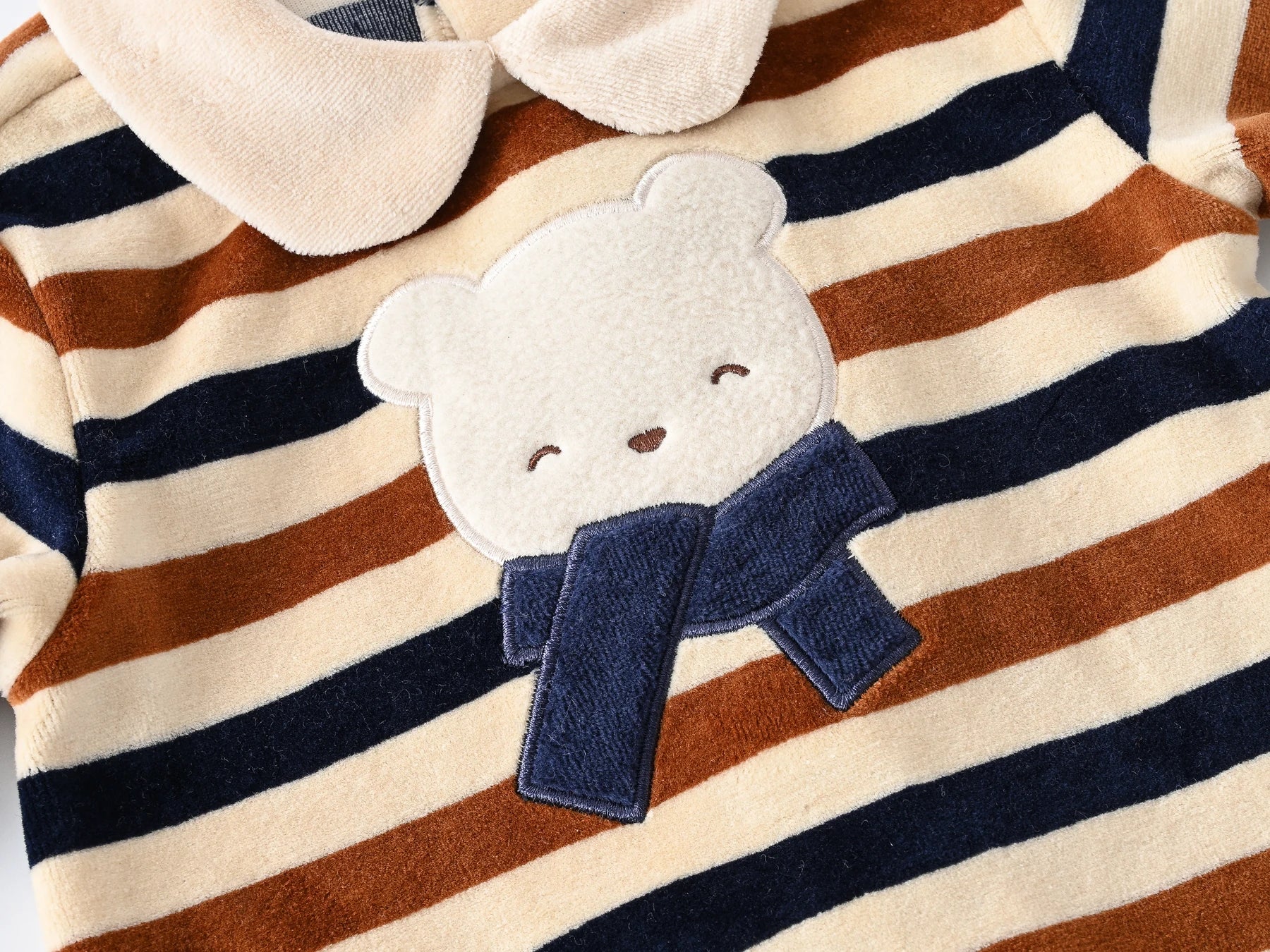 Striped Velour Baby Romper