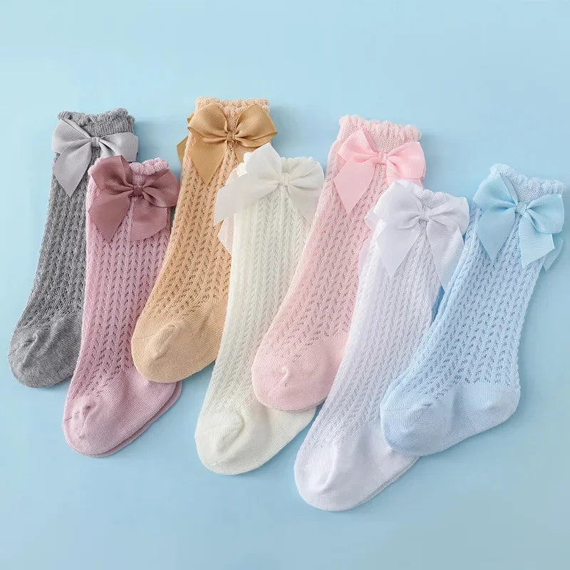 Baby Girl Bow Mesh Knee-High Socks