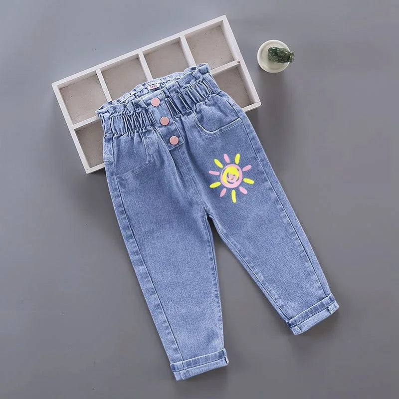 Girls' Graffiti Print Denim Pants