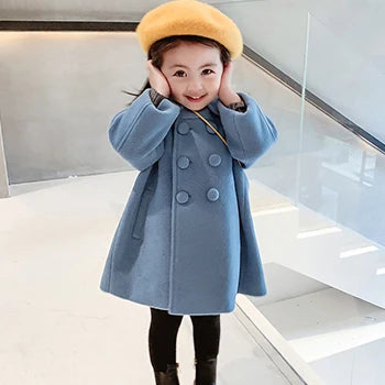 Girls’ Double-Breasted Wool Coat