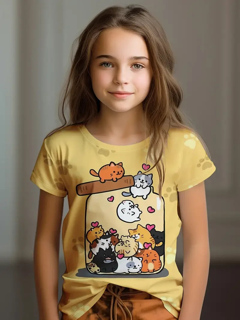 Girls' Cartoon Print T-Shirt