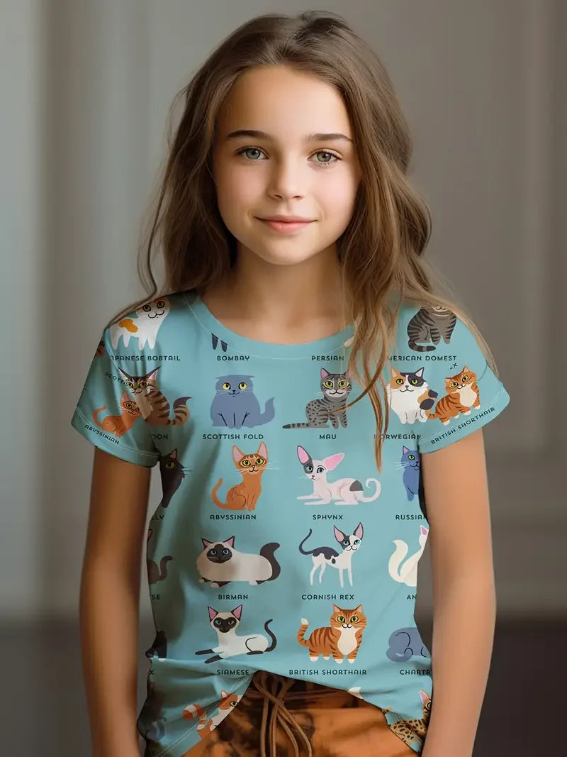 Girls' Cartoon Print T-Shirt