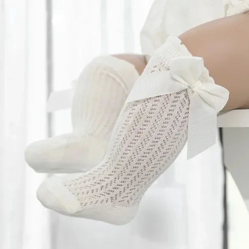 Baby Girl Bow Mesh Knee-High Socks