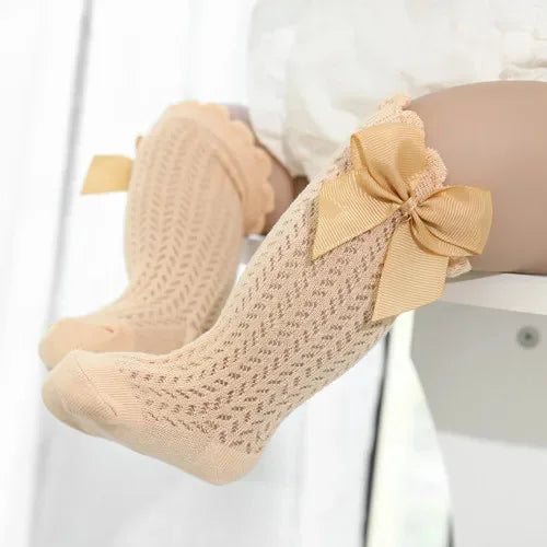 Baby Girl Bow Mesh Knee-High Socks
