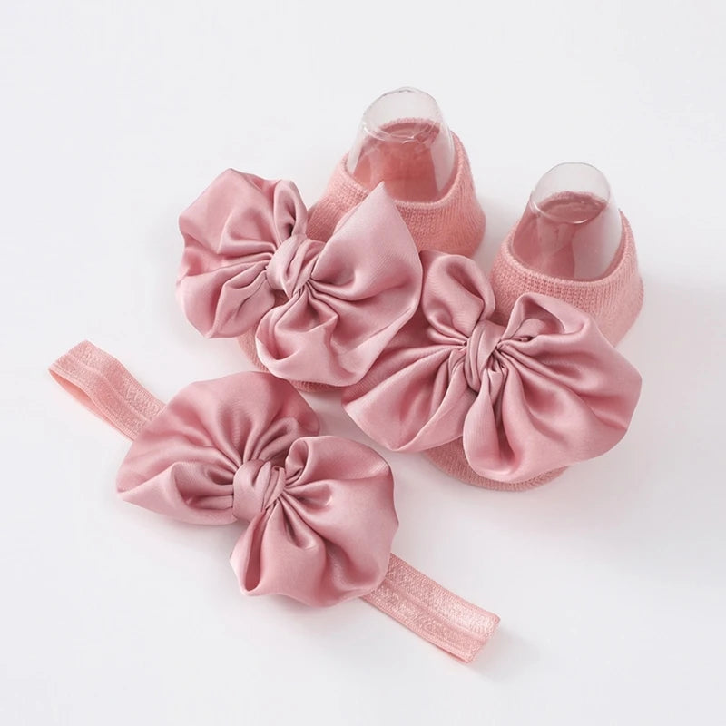 Baby Girl Bow Headband & Socks Set