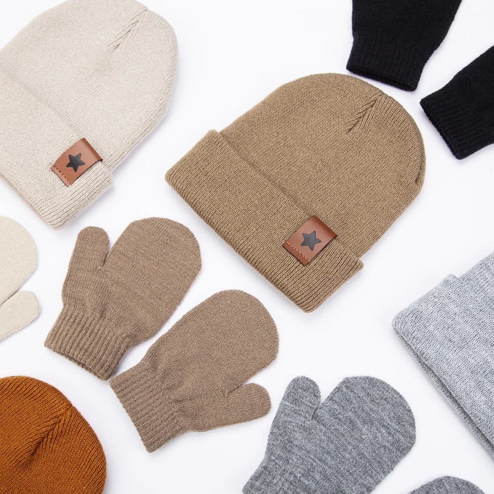 Winter Knitted Hat & Glove Set