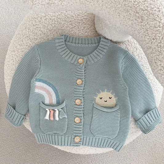 Rainbow Embroidered Baby Sweater